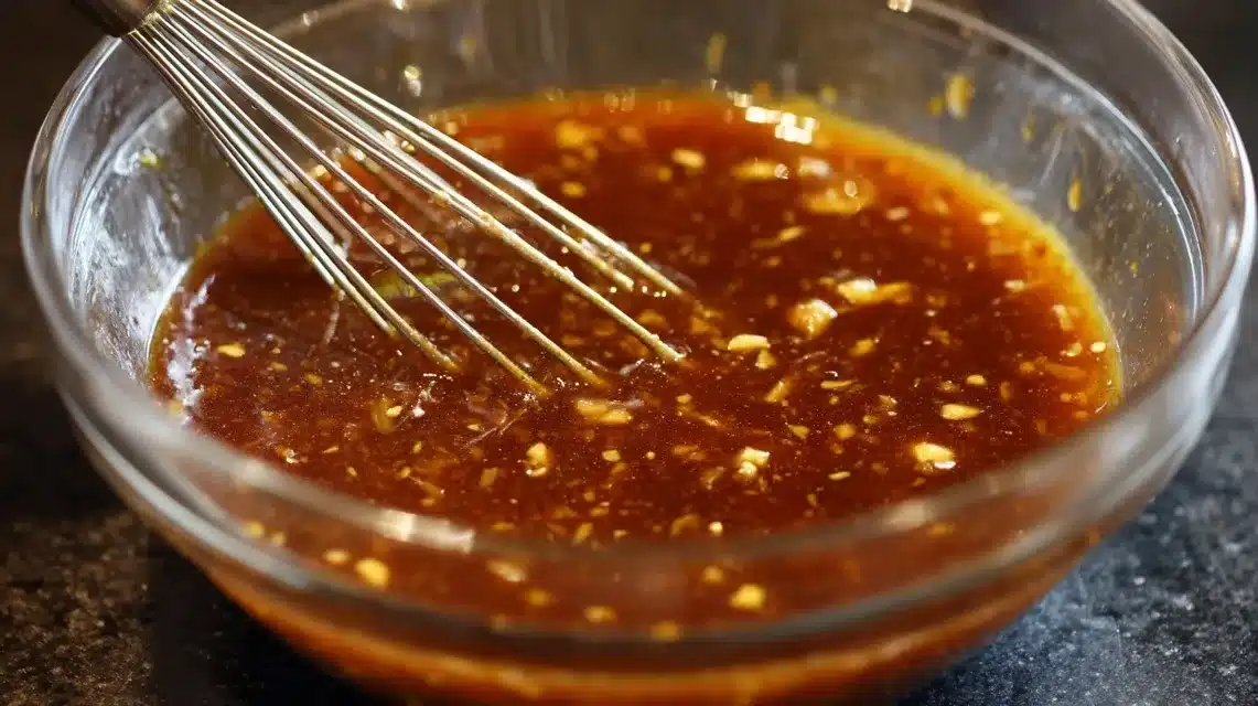 Whisking marinade for grilled teriyaki chicken