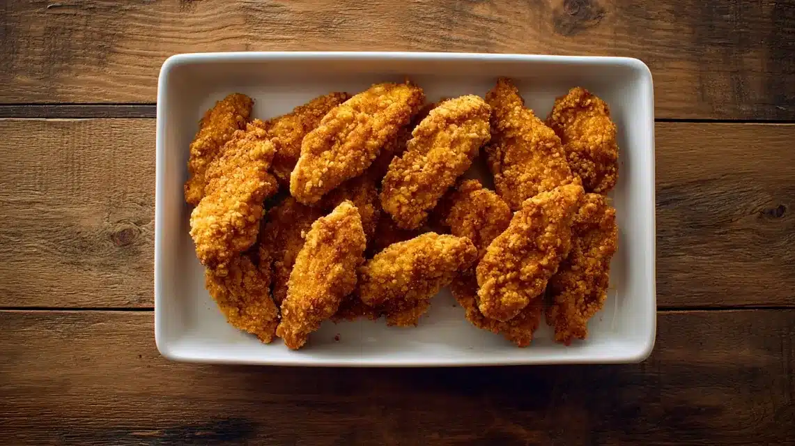 Chicken tender salad made with hot crispy ten