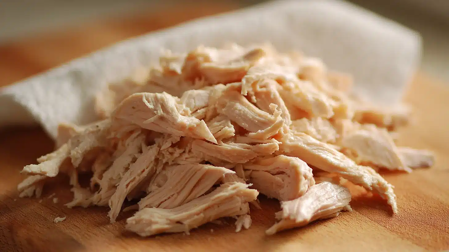 Removing moisture from canned chicken for crust