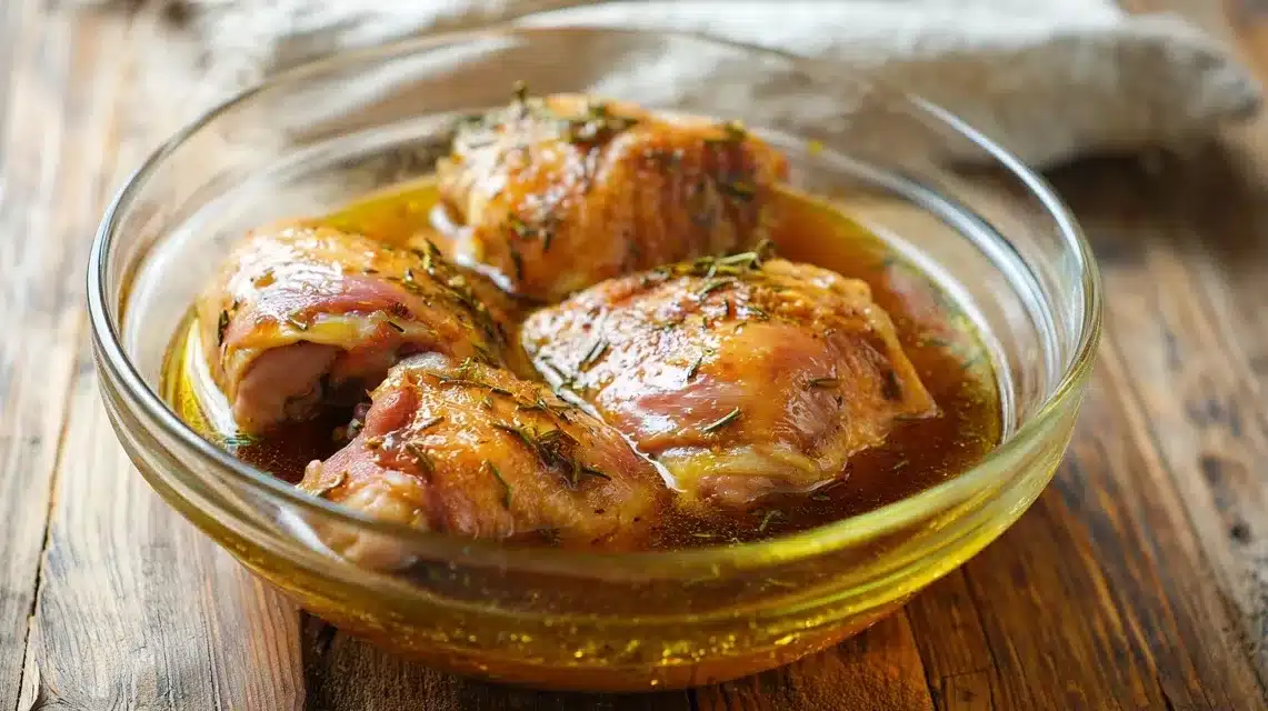 Chicken soaking in grilled teriyaki chicken marinade