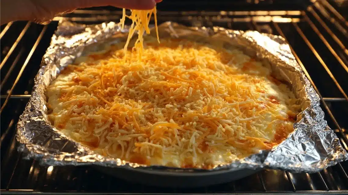 Adding cheese to Mexican chicken and rice bake