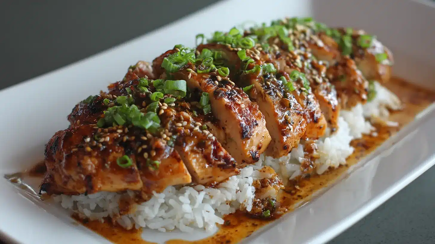 Sliced Panda Express Quick Grilled Teriyaki Chicken on cutting board