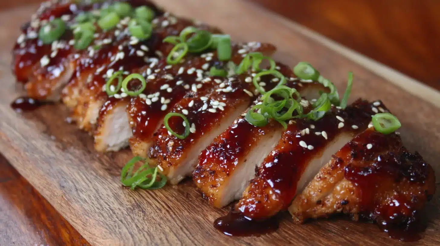 Grilled chicken glazed with teriyaki sauce