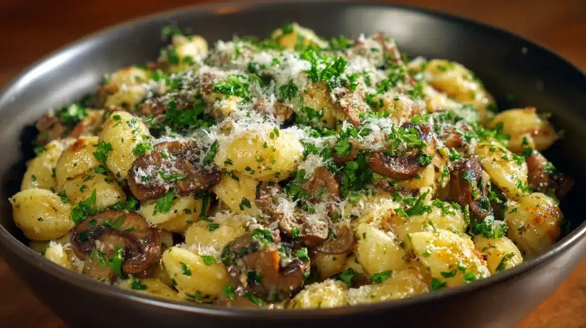 Garlic Parmesan Chicken Pasta served hot with parmesan and parsley