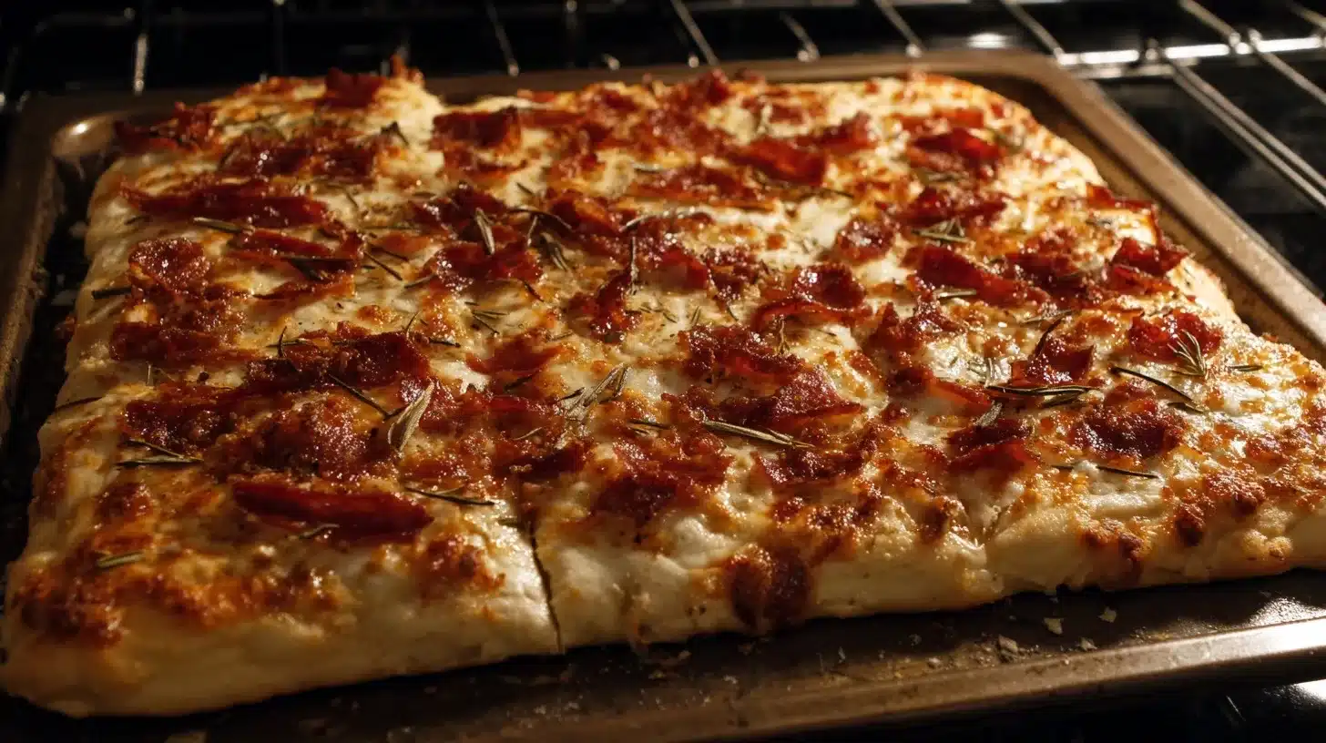 Slicing pizza crust made with canned chicken