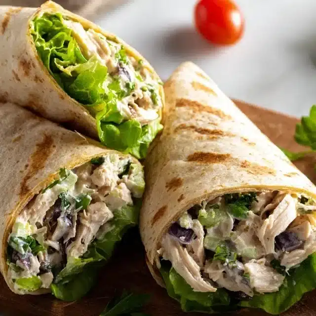Finished canned chicken healthy recipes wrap sliced and styled cleanly