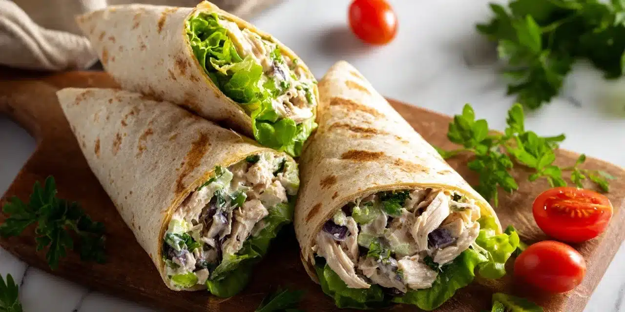 Finished canned chicken healthy recipes wrap sliced and styled cleanly