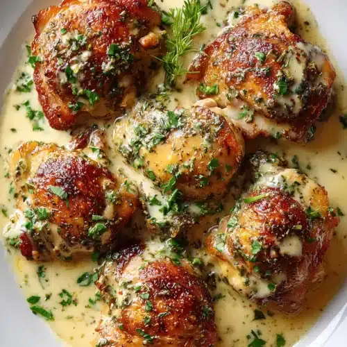 Delicious honey garlic chicken thighs cooked in a skillet, ideal for family meals.