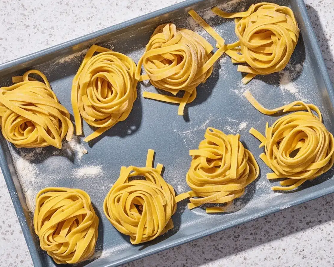 Homemade fresh pasta ingredients and preparation steps for delicious dishes.