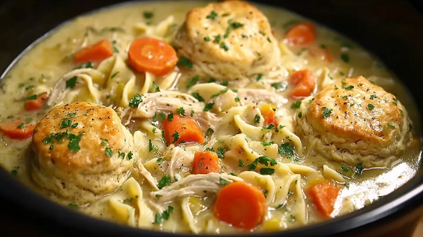 crock pot chicken pot pie with biscuits