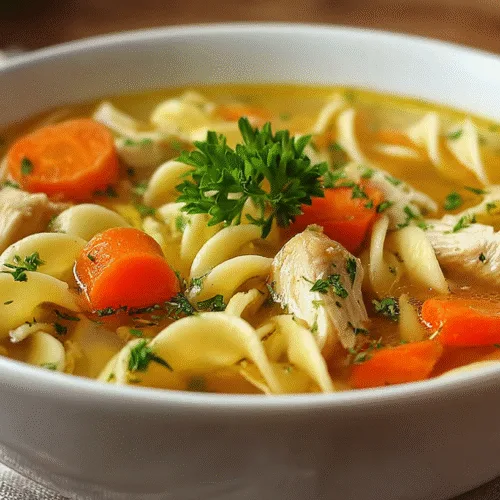 homemade chicken noodle soup with egg noodles
