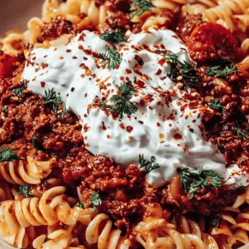 Turkish pasta with Greek yogurt
