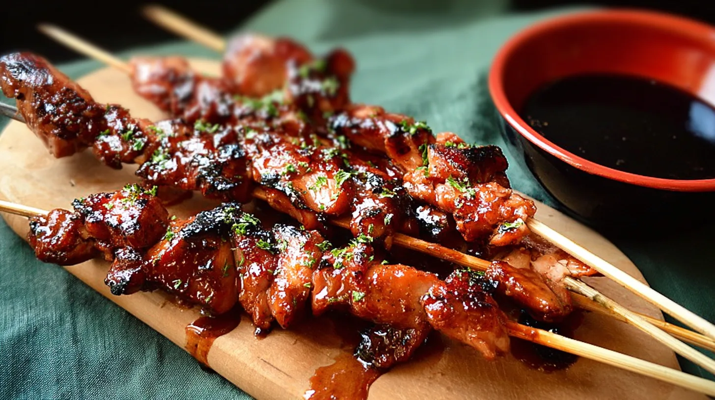 sticky bourbon chicken skewers