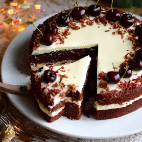 Christmas Kitchen Chocolate Cherry Cognac New Years Cake