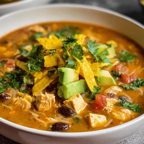 Velvety Chicken Tortilla Soup Delight